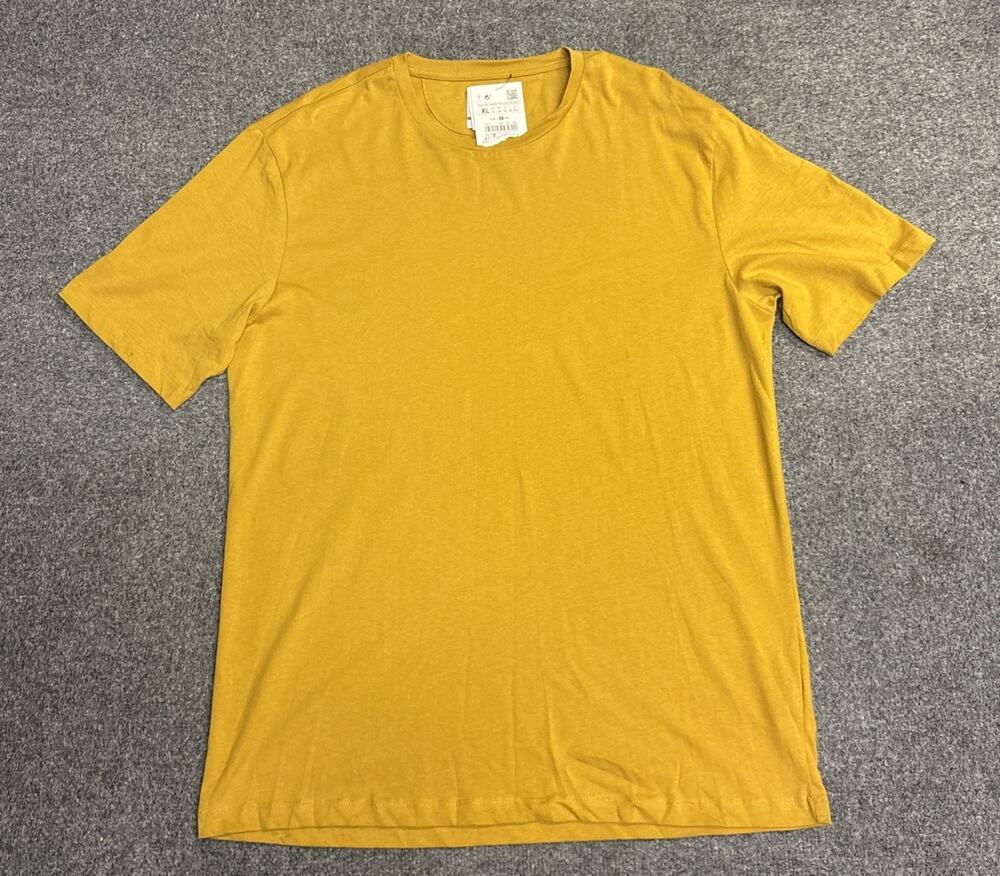 NWT Zara Men's XL Mustard Yellow Crew Neck T Shirt Casual